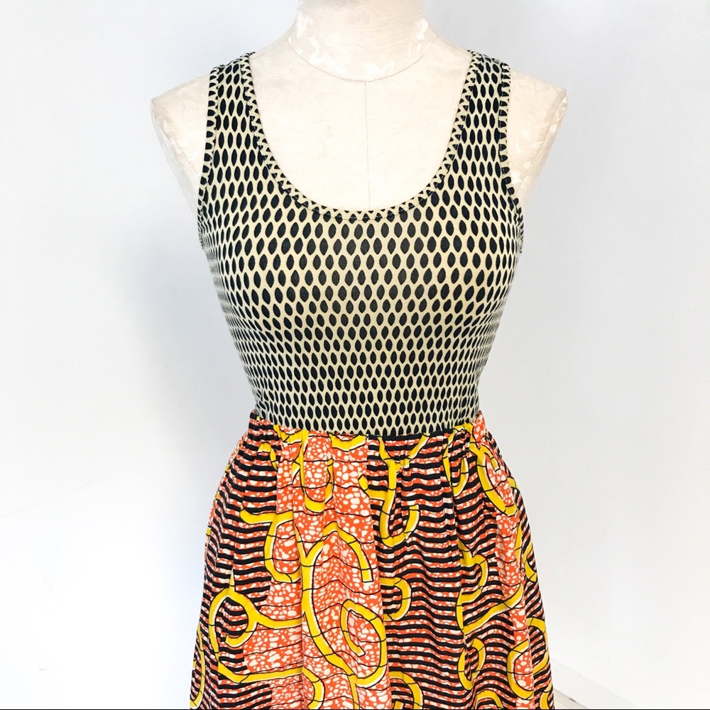 Anthropologie S Silk African Print Sundress Black - Picture 5 of 10
